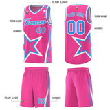 Custom Pink Shoulder Stars Graffiti Pattern Sets Basketball Jersey