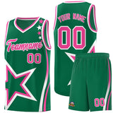 Custom Kelly Green Shoulder Stars Graffiti Pattern Sets Basketball Jersey