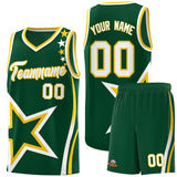 Custom Hunter Green Shoulder Stars Graffiti Pattern Sets Basketball Jersey