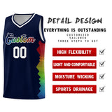 Custom Navy Denver Nuggets Rainbow Side Sports Uniform Basketball Jersey