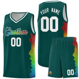 Custom Midnight Green Denver Nuggets Rainbow Side Sports Uniform Basketball Jersey