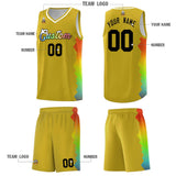 Custom Old Gold Denver Nuggets Rainbow Side Sports Uniform Basketball Jersey