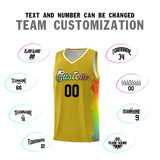 Custom Old Gold Denver Nuggets Rainbow Side Sports Uniform Basketball Jersey