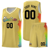 Custom Old Gold Denver Nuggets Rainbow Side Sports Uniform Basketball Jersey