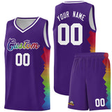 Custom Purple Denver Nuggets Rainbow Side Sports Uniform Basketball Jersey