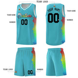 Custom Sky Blue Denver Nuggets Rainbow Side Sports Uniform Basketball Jersey