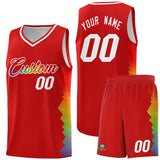 Custom Red Denver Nuggets Rainbow Side Sports Uniform Basketball Jersey