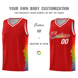 Custom Red Denver Nuggets Rainbow Side Sports Uniform Basketball Jersey