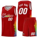 Custom Red Denver Nuggets Rainbow Side Sports Uniform Basketball Jersey
