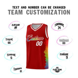 Custom Red Denver Nuggets Rainbow Side Sports Uniform Basketball Jersey
