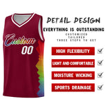 Custom Crimson Denver Nuggets Rainbow Side Sports Uniform Basketball Jersey