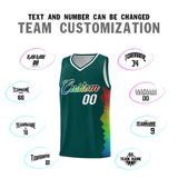 Custom Midnight Green Denver Nuggets Rainbow Side Sports Uniform Basketball Jersey