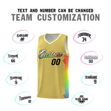 Custom Old Gold Denver Nuggets Rainbow Side Sports Uniform Basketball Jersey