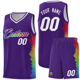 Custom Purple Denver Nuggets Rainbow Side Sports Uniform Basketball Jersey