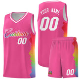 Custom Pink Denver Nuggets Rainbow Side Sports Uniform Basketball Jersey