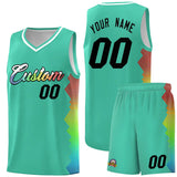 Custom Bright Green Denver Nuggets Rainbow Side Sports Uniform Basketball Jersey