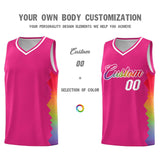 Custom Rose Red Denver Nuggets Rainbow Side Sports Uniform Basketball Jersey