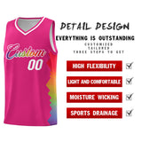 Custom Rose Red Denver Nuggets Rainbow Side Sports Uniform Basketball Jersey