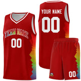 Custom Red Denver Nuggets Rainbow Side Sports Uniform Basketball Jersey