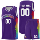Custom Purple Denver Nuggets Rainbow Side Sports Uniform Basketball Jersey