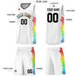 Custom White Denver Nuggets Rainbow Side Sports Uniform Basketball Jersey