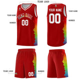 Custom Red Denver Nuggets Rainbow Side Sports Uniform Basketball Jersey