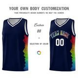 Custom Navy Denver Nuggets Rainbow Side Sports Uniform Basketball Jersey