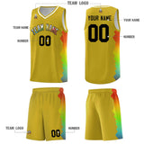 Custom Old Gold Denver Nuggets Rainbow Side Sports Uniform Basketball Jersey