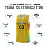 Custom Old Gold Denver Nuggets Rainbow Side Sports Uniform Basketball Jersey