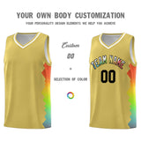Custom Old Gold Denver Nuggets Rainbow Side Sports Uniform Basketball Jersey