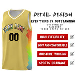 Custom Old Gold Denver Nuggets Rainbow Side Sports Uniform Basketball Jersey