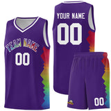 Custom Purple Denver Nuggets Rainbow Side Sports Uniform Basketball Jersey