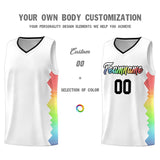 Custom White Denver Nuggets Rainbow Side Sports Uniform Basketball Jersey