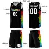 Custom Black Denver Nuggets Rainbow Side Sports Uniform Basketball Jersey