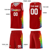 Custom Red Denver Nuggets Rainbow Side Sports Uniform Basketball Jersey