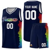 Custom Navy Denver Nuggets Rainbow Side Sports Uniform Basketball Jersey