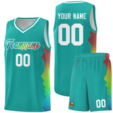 Custom Aqua Denver Nuggets Rainbow Side Sports Uniform Basketball Jersey