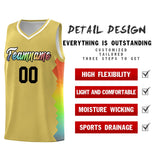 Custom Old Gold Denver Nuggets Rainbow Side Sports Uniform Basketball Jersey