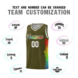 Custom Olive Denver Nuggets Rainbow Side Sports Uniform Basketball Jersey