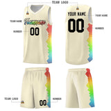 Custom Cream Denver Nuggets Rainbow Side Sports Uniform Basketball Jersey