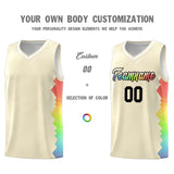 Custom Cream Denver Nuggets Rainbow Side Sports Uniform Basketball Jersey