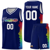 Custom Navy Denver Nuggets Rainbow Side Sports Uniform Basketball Jersey