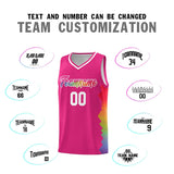 Custom Rose Red Denver Nuggets Rainbow Side Sports Uniform Basketball Jersey