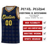 Custom Navy Gold Trailblazer Dot Pattern Sports Uniform Basketball Jersey