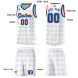 Custom White Royal Trailblazer Dot Pattern Sports Uniform Basketball Jersey