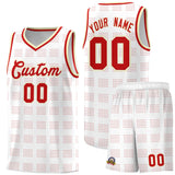 Custom White Red Trailblazer Dot Pattern Sports Uniform Basketball Jersey