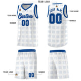 Custom White Royal Trailblazer Dot Pattern Sports Uniform Basketball Jersey