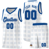 Custom White Royal Trailblazer Dot Pattern Sports Uniform Basketball Jersey