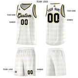 Custom White Old Gold Trailblazer Dot Pattern Sports Uniform Basketball Jersey