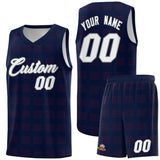 Custom Navy Red Trailblazer Dot Pattern Sports Uniform Basketball Jersey
